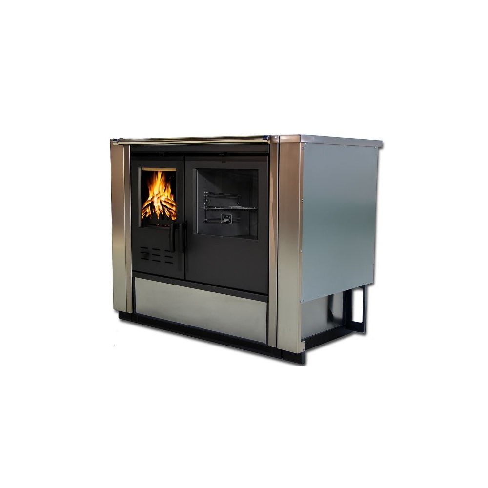 Integreeritav puupliit North Eco keraamilise pliidiplaadiga paremakäeline 9kW