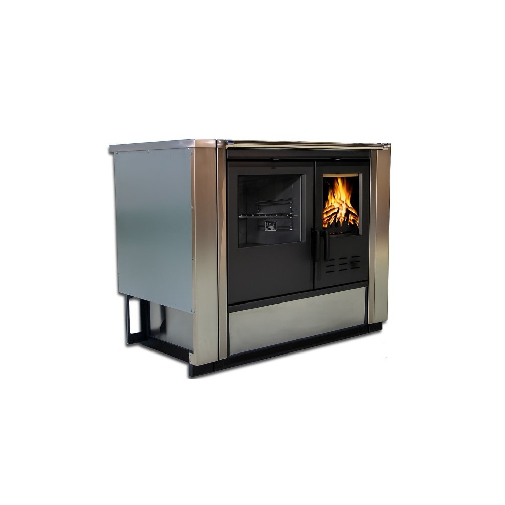 Integreeritav puupliit North Eco keraamilise pliidiplaadiga vasakukäeline 9kW