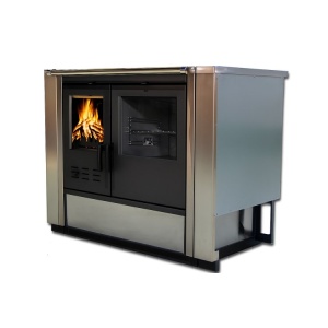 Integreeritav puupliit North Eco keraamilise pliidiplaadiga paremakäeline 9kW