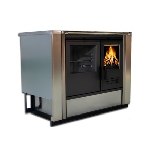 Integreeritav puupliit North Eco keraamilise pliidiplaadiga vasakukäeline 9kW