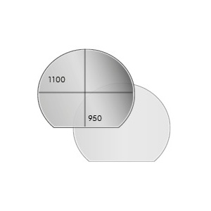 KAMINAESINE KLAAS RAADIUSEGA KIRGAS 950X1100MM , 6mm