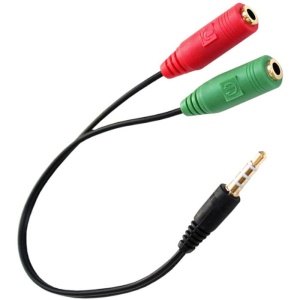 Üleminek 3.5mm AV pistik 4-pin - 2*3.5mm stereo pesa 3-pin