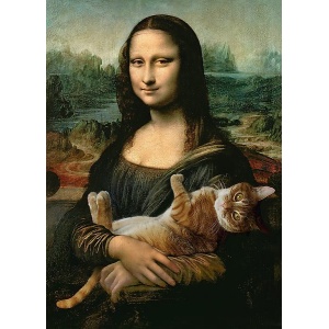 Mona Lisa kassiga puzzle 500 tk 