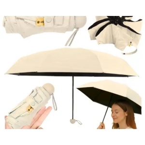 Kokkupandav taskuga vihmavari UV-kaitsega, beež, 90 cm