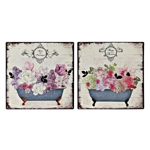 SEINAKAUNISTUS DKD HOME DECOR VANN METALL KWIATY 30 X 1 X 30 CM